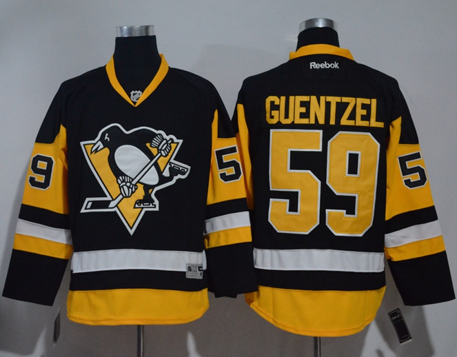 Penguins #59 Jake Guentzel Black Alternate Stitched NHL Jersey - Click Image to Close